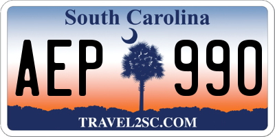 SC license plate AEP990