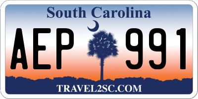 SC license plate AEP991