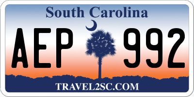 SC license plate AEP992
