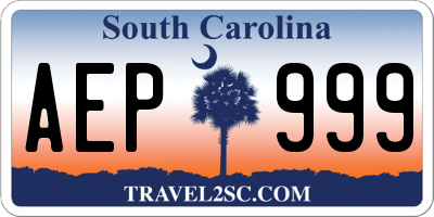 SC license plate AEP999