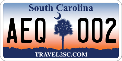 SC license plate AEQ002
