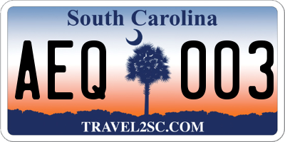 SC license plate AEQ003
