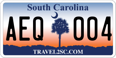 SC license plate AEQ004