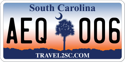 SC license plate AEQ006