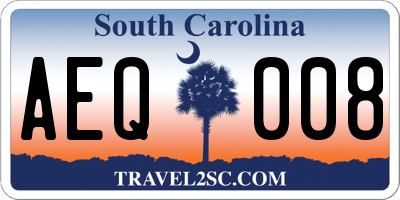 SC license plate AEQ008