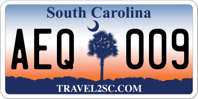 SC license plate AEQ009