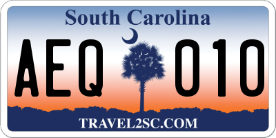 SC license plate AEQ010