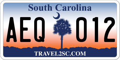 SC license plate AEQ012