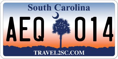 SC license plate AEQ014