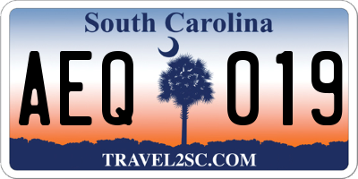 SC license plate AEQ019