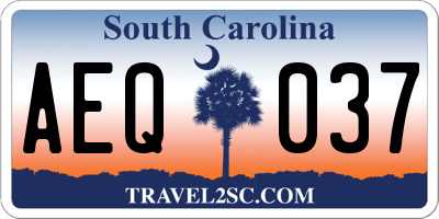 SC license plate AEQ037
