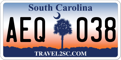 SC license plate AEQ038