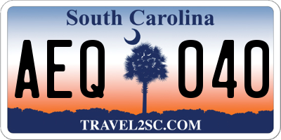 SC license plate AEQ040