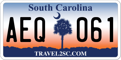 SC license plate AEQ061