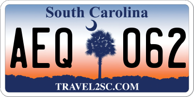 SC license plate AEQ062