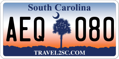 SC license plate AEQ080