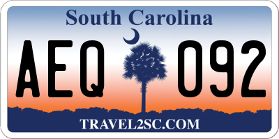 SC license plate AEQ092