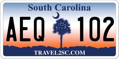 SC license plate AEQ102