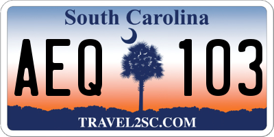 SC license plate AEQ103