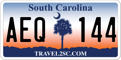 SC license plate AEQ144