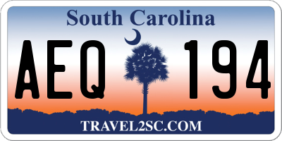 SC license plate AEQ194
