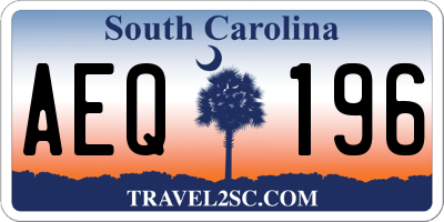 SC license plate AEQ196