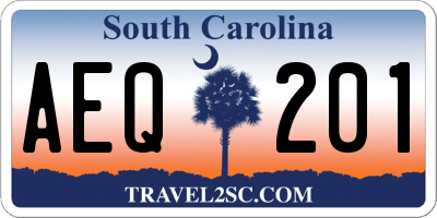 SC license plate AEQ201