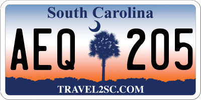 SC license plate AEQ205