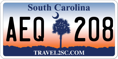 SC license plate AEQ208