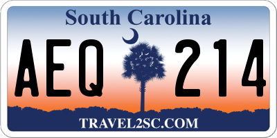 SC license plate AEQ214