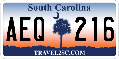 SC license plate AEQ216