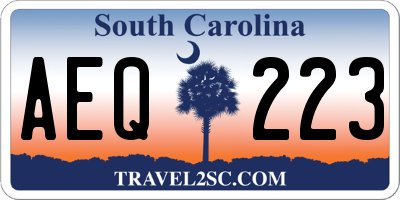 SC license plate AEQ223