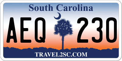 SC license plate AEQ230