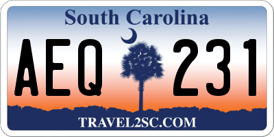 SC license plate AEQ231