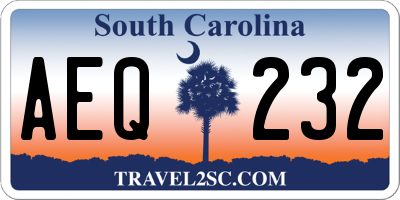 SC license plate AEQ232