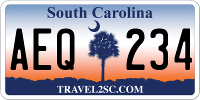 SC license plate AEQ234