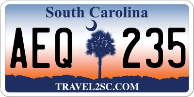SC license plate AEQ235