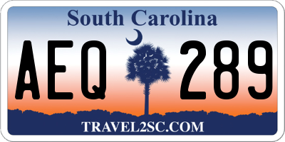 SC license plate AEQ289