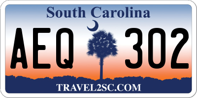 SC license plate AEQ302