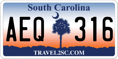 SC license plate AEQ316
