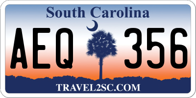 SC license plate AEQ356