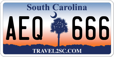 SC license plate AEQ666