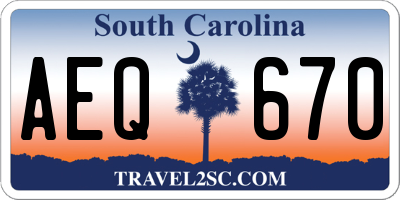 SC license plate AEQ670