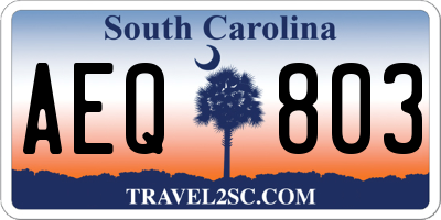 SC license plate AEQ803