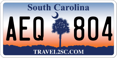SC license plate AEQ804