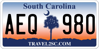 SC license plate AEQ980