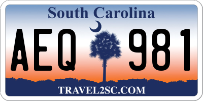 SC license plate AEQ981