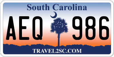 SC license plate AEQ986