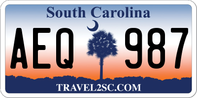 SC license plate AEQ987