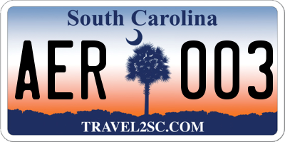 SC license plate AER003